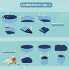 Foldable Plastic Dog Pool with Stable Edge for Pets, Blue, 120 x 30 cm (ØxH) - Borge' Group Limited
