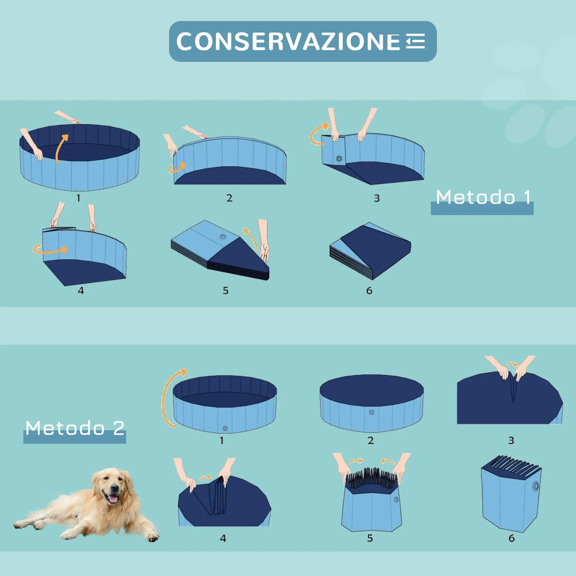 Foldable Plastic Dog Pool with Stable Edge for Pets, Blue, 120 x 30 cm (ØxH) - Borge' Group Limited