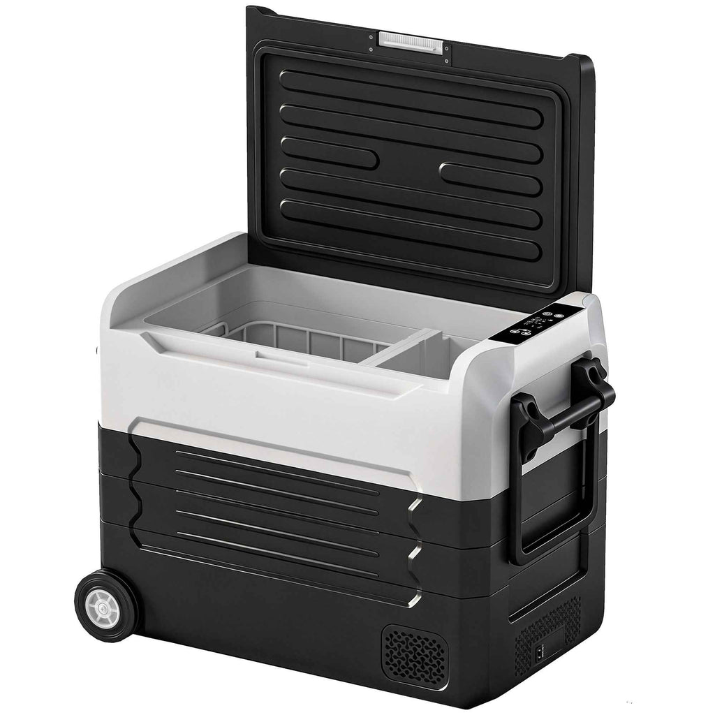 Outsunny 50L Compressor Car Refrigerator, Dual Zone, App Control, Black, Camping.