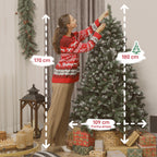 180cm Tall Snow-Covered Christmas Tree with 910 Branches and Pine Cones, Foldable Metal Base, Green