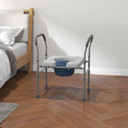 HOMCOM Comfortable WC Chair for the Elderly and Disabled 4 in 1 Height Adjustable with Padded Armrests, Gray - Borgè