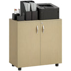Mobile Office Multipurpose Document Holder with Lock, 2 Doors and Internal Shelf, 80x40x80 cm, Oak