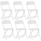 HOMCOM Set of 6 Folding Chairs with Drainage Holes in Plastic and Metal, 45x49x79.5 cm, White