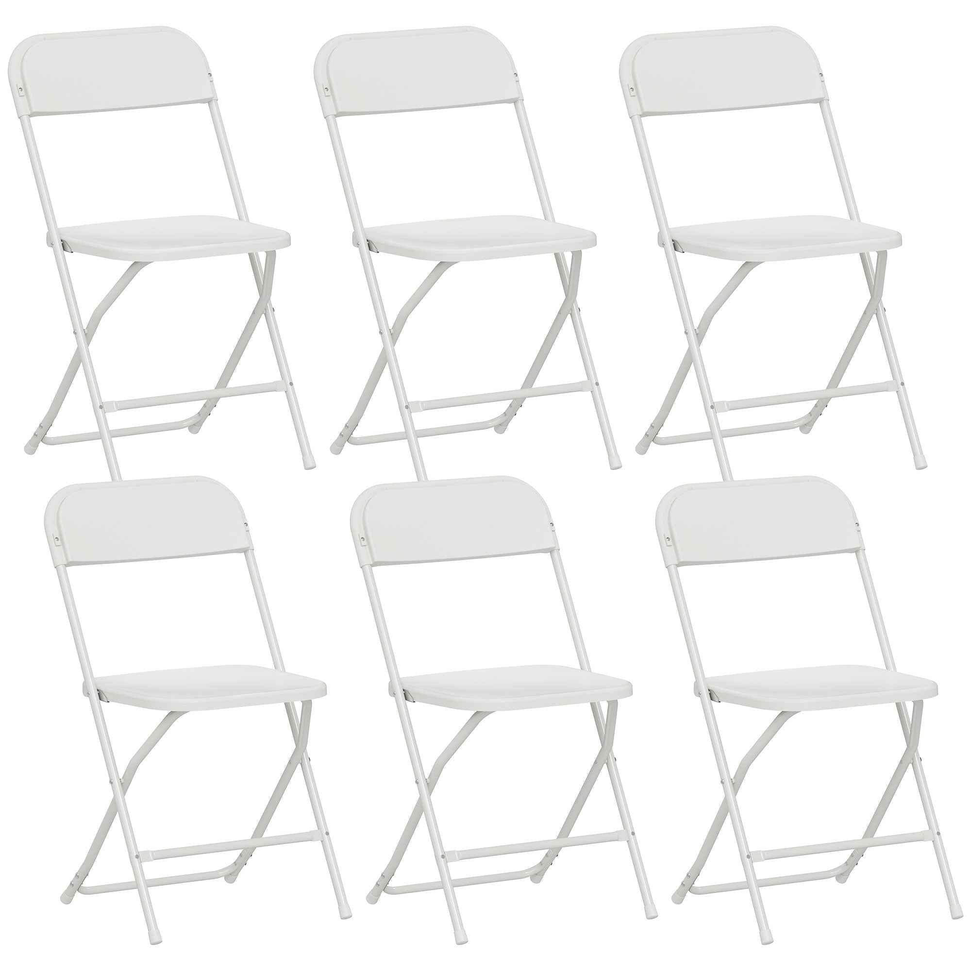 HOMCOM Set of 6 Folding Chairs with Drainage Holes in Plastic and Metal, 45x49x79.5 cm, White