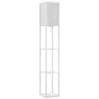 HOMCOM 2-in-1 Modern Floor Lamp with 3 Shelves, E27 Socket, 26 x 26 x 160 cm, White