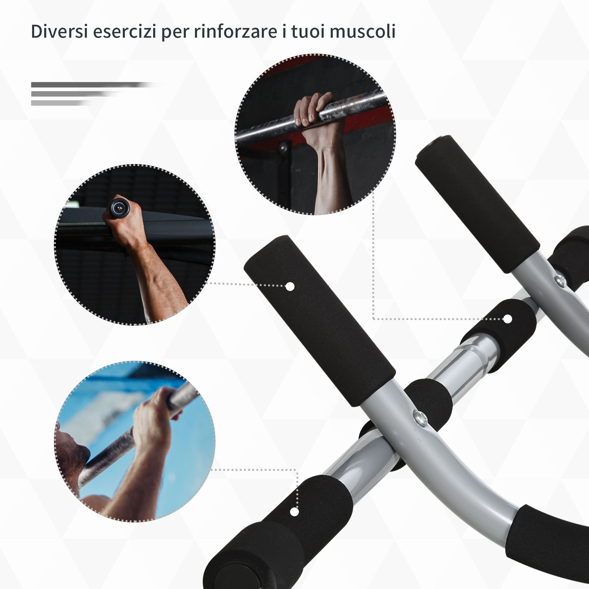 Door-Mounted Pull-Up Bar, Screw-Free Installation and Steel Tube Frame, Max. Weight: 110 kg
