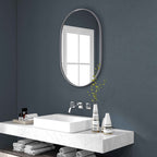 HOMCOM Oval Bathroom Mirror with Aluminum Frame, Vertical or Horizontal, 60x90 cm, Silver