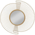 HOMCOM Round Wall Mirror with Metal Stripes and Pleated Design, 60x60 cm, Gold