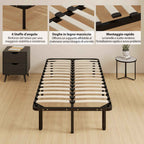 HOMCOM Industrial Bed Frame with 28 Slats and Storage Space, in Wood and Steel, 190x90x31 cm, Black and Wood