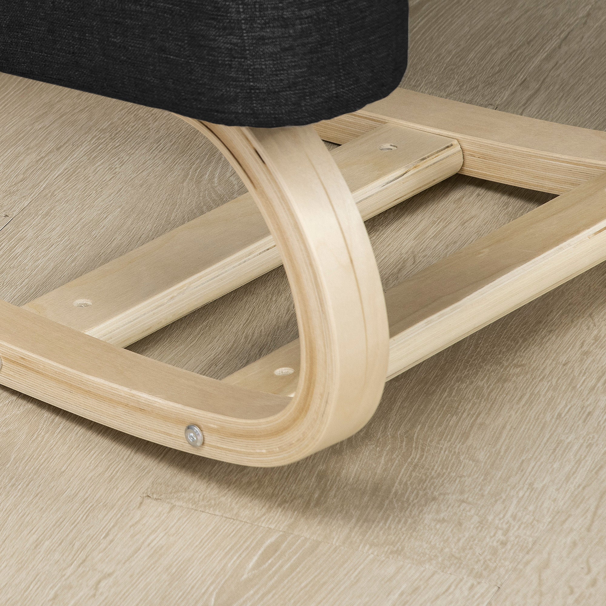 Ergonomic Kneeling Chair in Birch Wood and Cushion, 51x69x58cm, Black