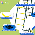 Outsunny Classic Round Garden Swing Set, Steel Ladders and Rope and Basket for Children 3-8 Years - Borgè