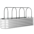 Outsunny Raised Outdoor Vegetable Garden with Trellis for Climbing Plants and Open Bottom, Steel, 200x60x103 cm, Silver