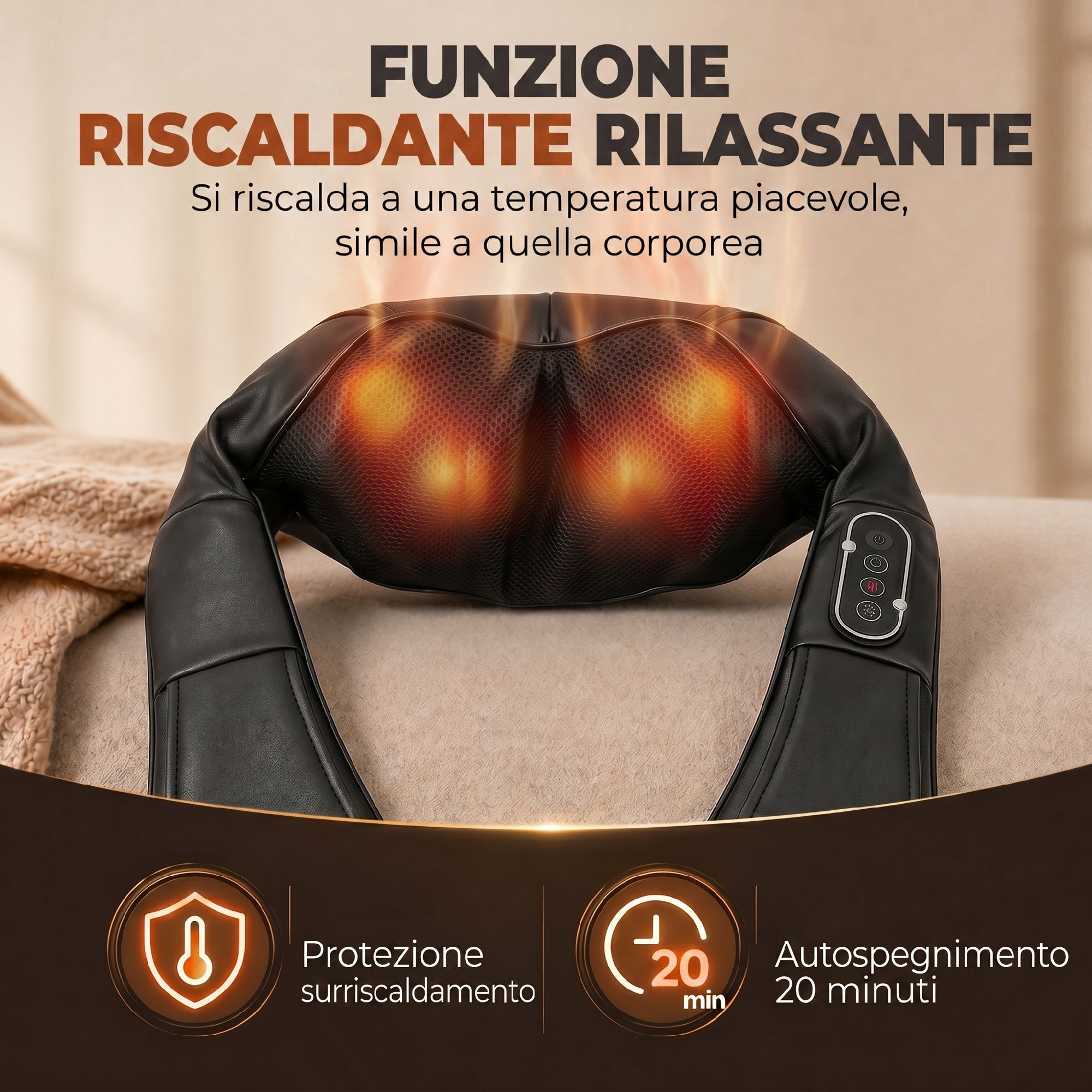 HOMCOM Heated Neck Massager for Back, Neck and Shoulders, Automatic Direction Change, Black