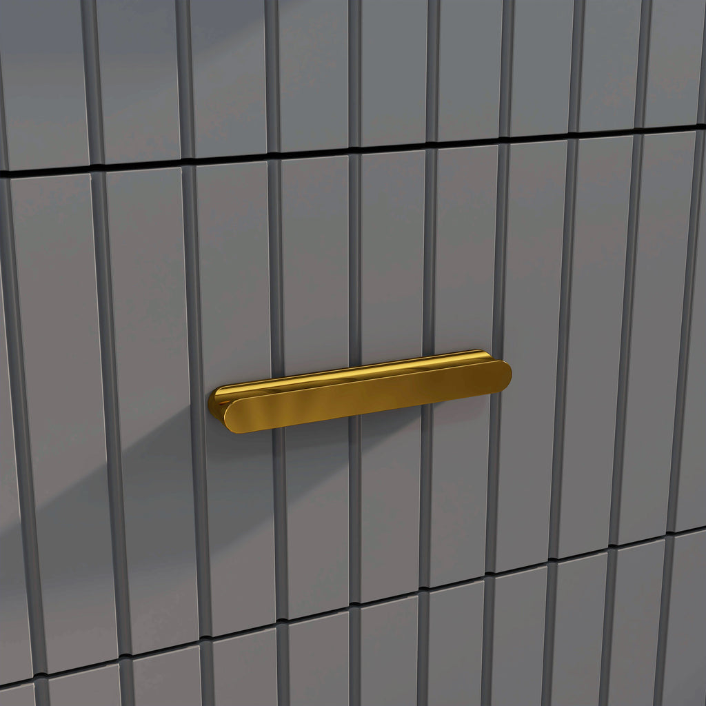 Modern 4 Drawer Chest of Drawers in Wood and Aluminum, 60x40x90 cm, Gold and Dark Grey