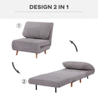 2-in-1 Reclining Sofa Bed with Extra-Large Seat, Velvet Effect, Grey