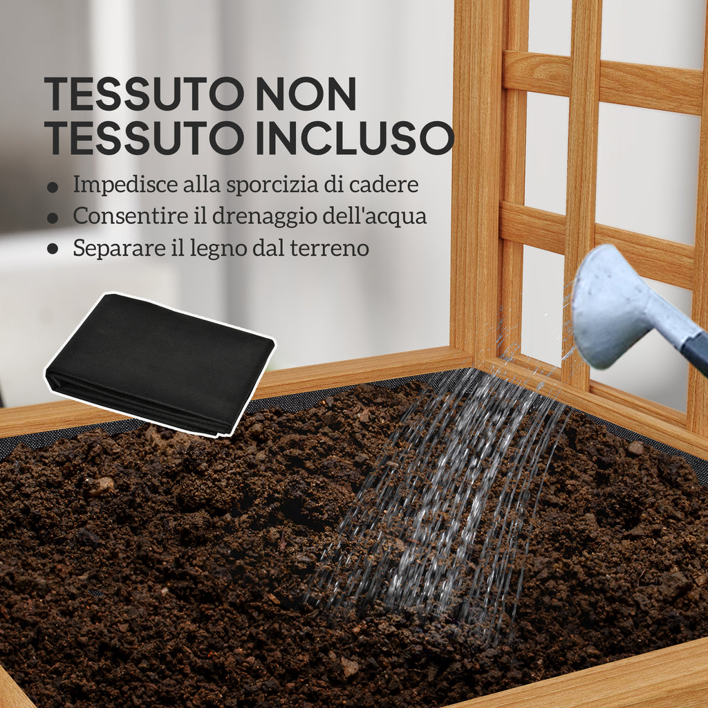 Planter with Trellis for Climbing with Drainage Hole and Lining, Wooden, 40x40x120 cm, Brown