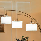 Floor Lamp with 3 Lights and Flexible Arms, Marble Base and Metal Pole, 103x34. 5x205cm, Black and White