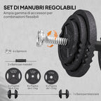 2-in-1 42 kg Gym Weights with 14 Discs, Barbell and Dumbbells, Steel, 180x24x24 cm, Black