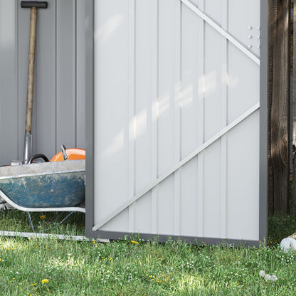 Garden Shed Galvanized Steel Tool Storage Shed with Door, 100x103x160cm, Grey