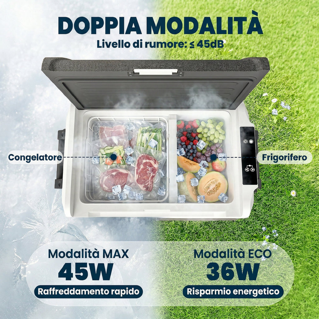 Outsunny 50L Compressor Car Refrigerator, Dual Zone, App Control, Black, Camping.