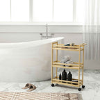 HOMCOM 3-Tier Bamboo Bathroom Storage Cart, 55x20x75 cm, Wood Color