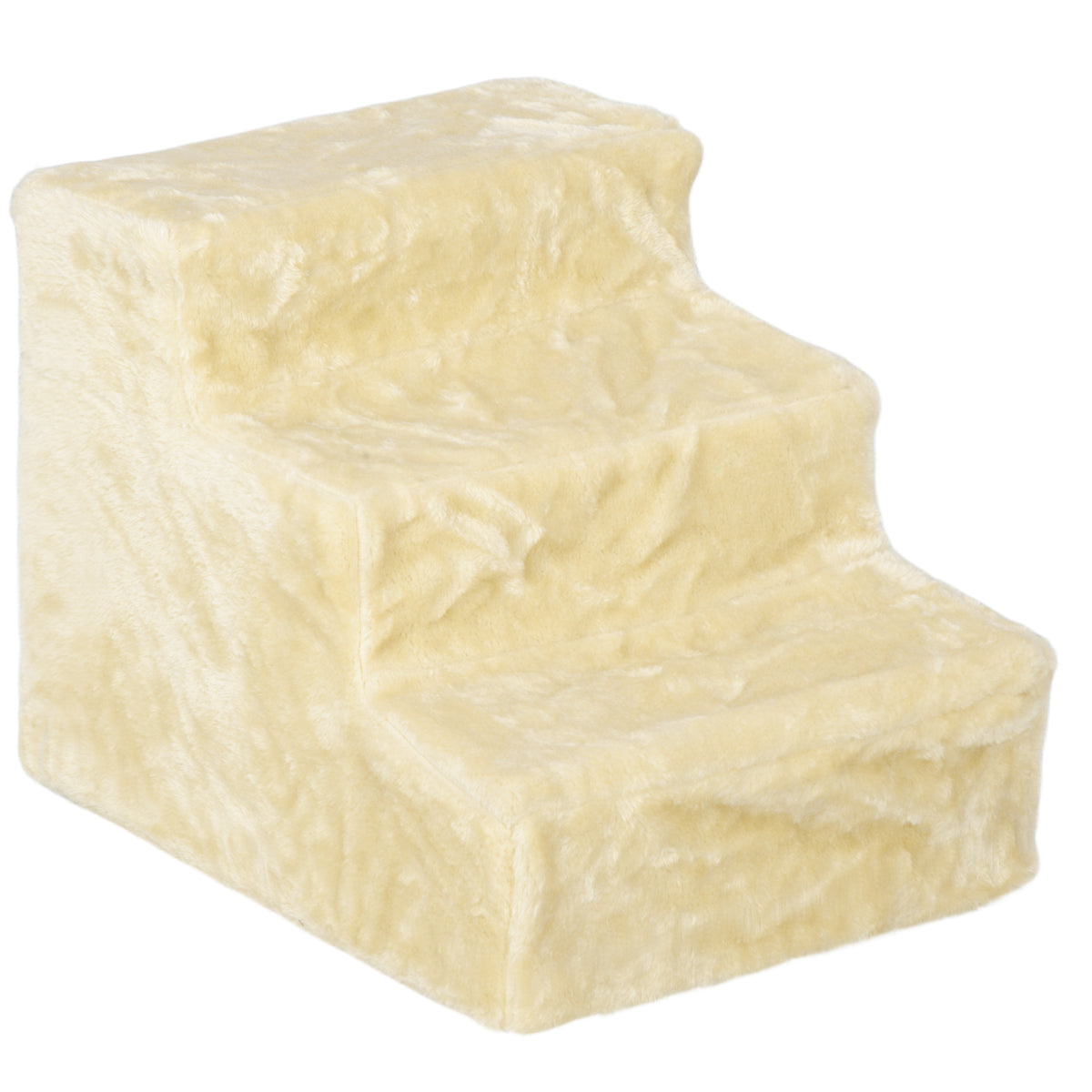 PawHut 3-Step Dog Ladder, Removable and Washable Velvet Step for Dogs and Cats, 4.5 kg, Beige