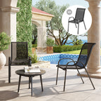 Outsunny Set of 2 Stackable Garden Chairs with Curved Armrests, Steel and Breathable Fabric, 54x71x93 cm, Black