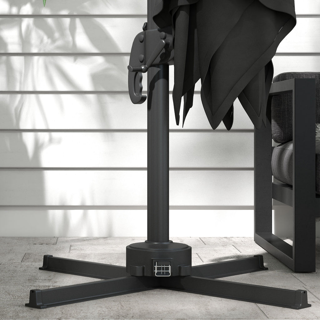 Outsunny Outdoor Umbrella with LED Lights and Adjustable Angle, in Aluminum and Polyester Ø3x2.5 m, Gray - Borgè