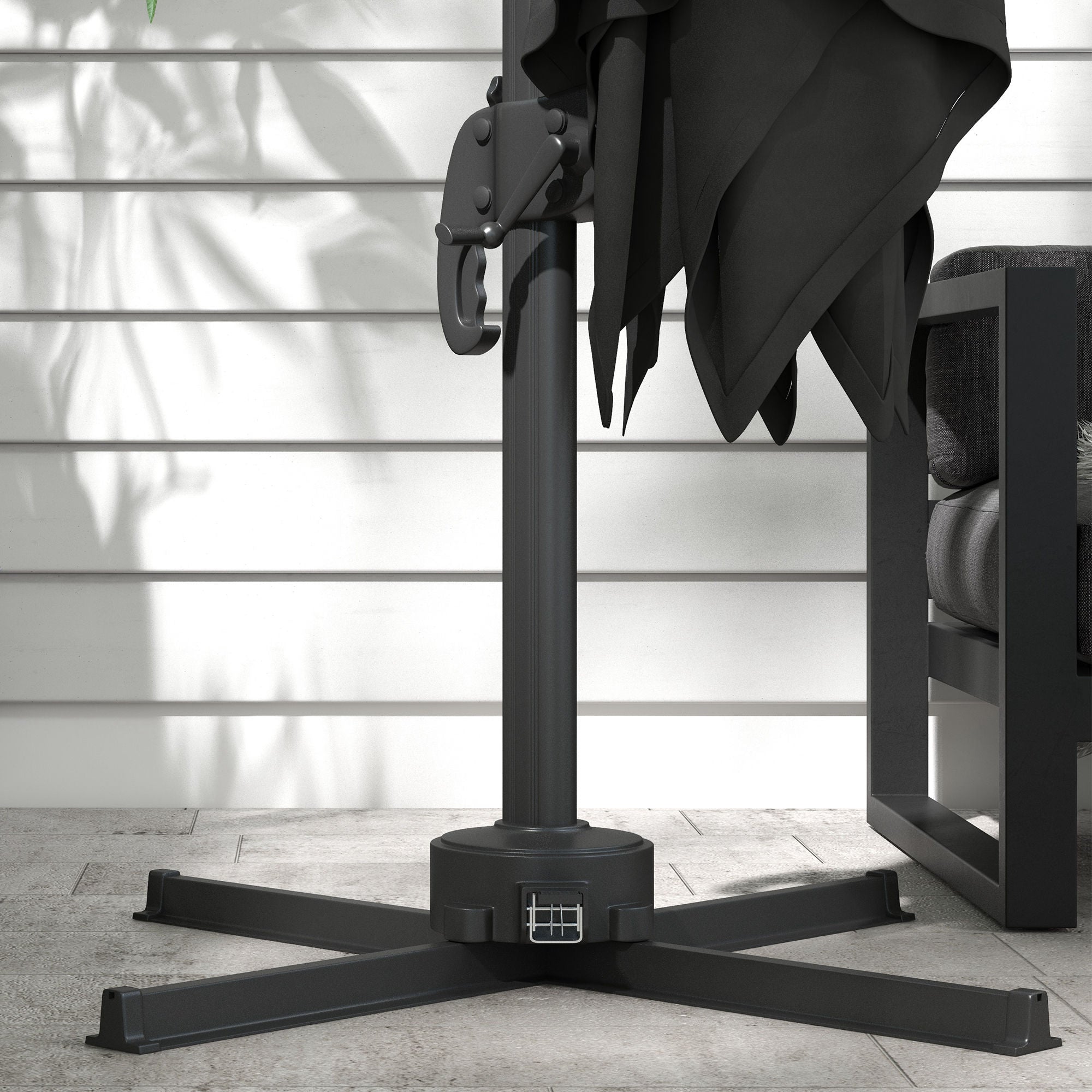 Outsunny Outdoor Umbrella with LED Lights and Adjustable Angle, in Aluminum and Polyester Ø3x2.5 m, Gray - Borgè