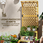 Outsunny Planter with 2-Tier Grille with Roof and Slatted Shelves, in Fir Wood, 60x50x166 cm - Borgè