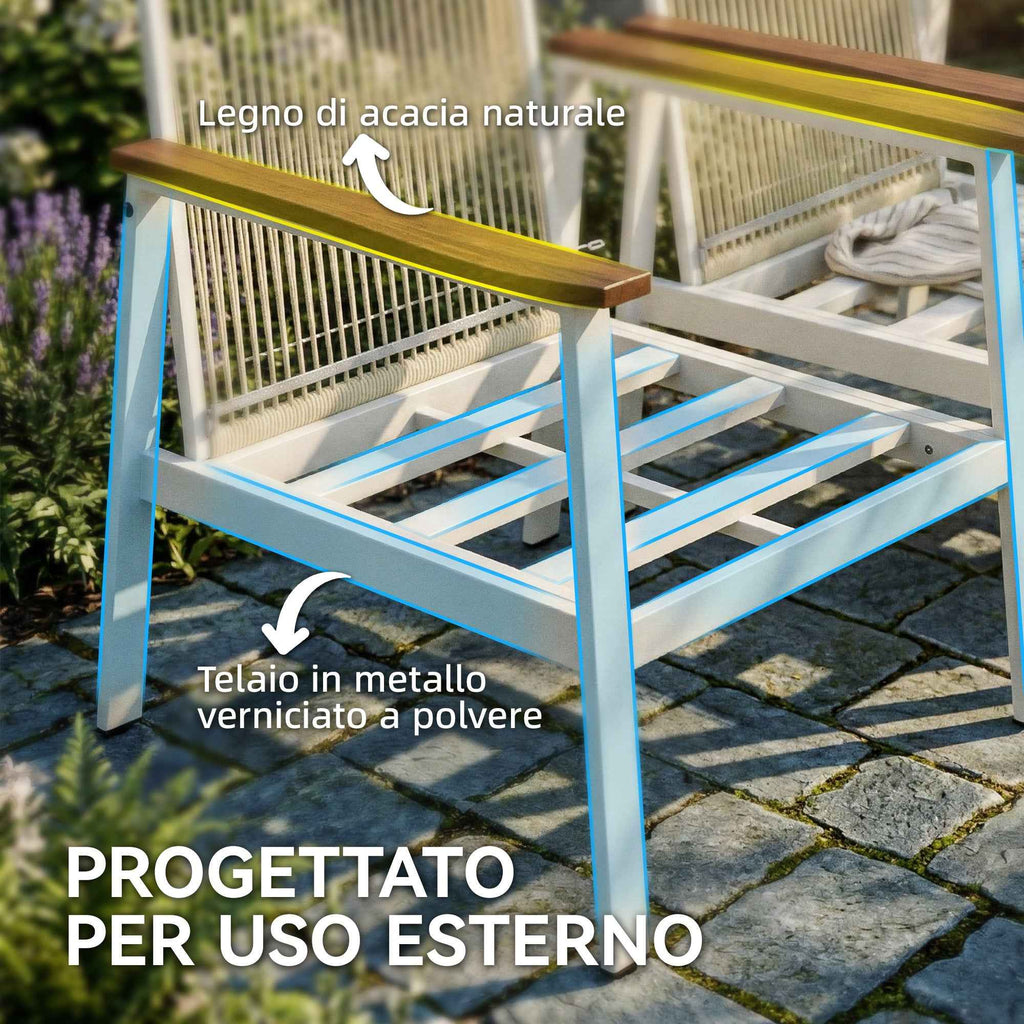 Outsunny Garden Sofa Set for 4 People: 2 Armchairs, Sofa, Coffee Table.