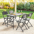 Outsunny Adjustable Garden Table and 4 Folding Chairs Set in Wood Effect HDPE, Dark Grey