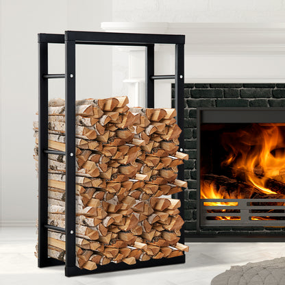 Firewood Holder for Home and Garden in Black Iron, 60x25x100cm