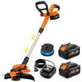 Outsunny Battery-Powered Brush Cutter with Two 4.0Ah Batteries, Charger, and Adjustable Pole