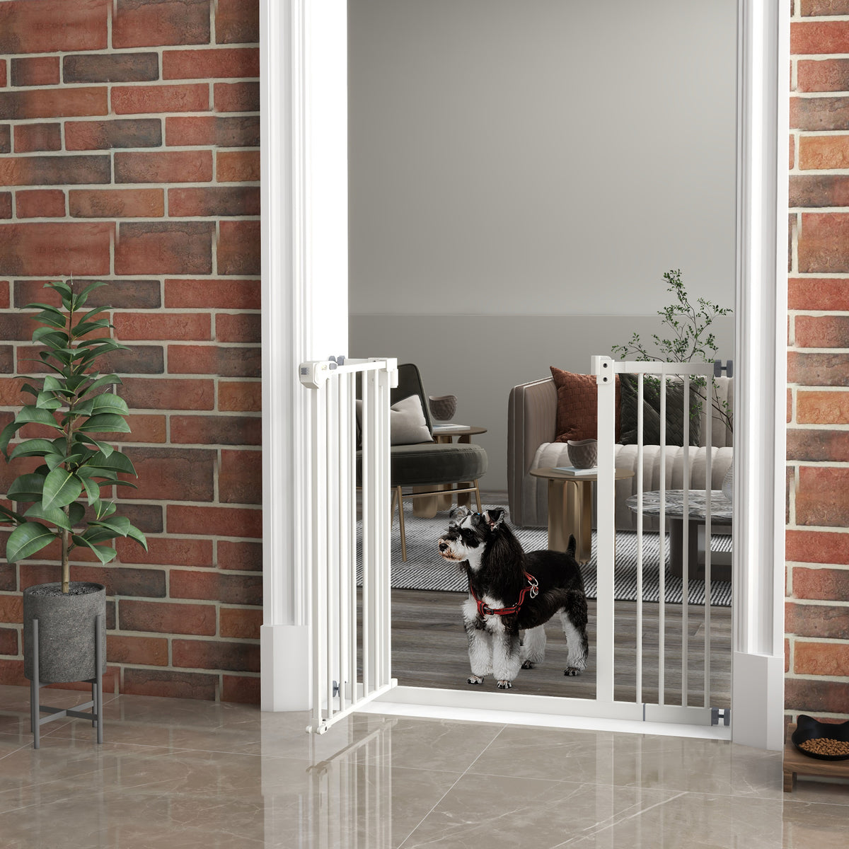 PawHut Adjustable Dog Gate with Self-Closing, Steel and Plastic, 74-100x77 cm Black