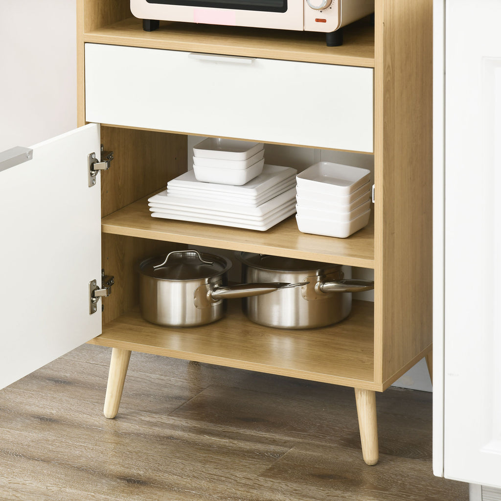 Chipboard Microwave Cabinet with Top Shelf, Sliding Drawer and Cabinet, 58x40x118 cm