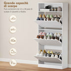 Shoe Rack with 3 Flap Drawers and Adjustable Shelves, for Hallway or Entryway