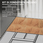 Metal Garden Shed with Vents and Double Sliding Door, 2.1x1.3m, Brown