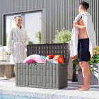 Outsunny 227L Waterproof and UV-Resistant Resin Garden Storage Box with Key Lock, 106.5x43x54.5 cm, Grey