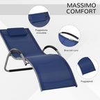 Aluminum Sun Lounger, Textilene Garden Deck Chair with Removable Headrest
