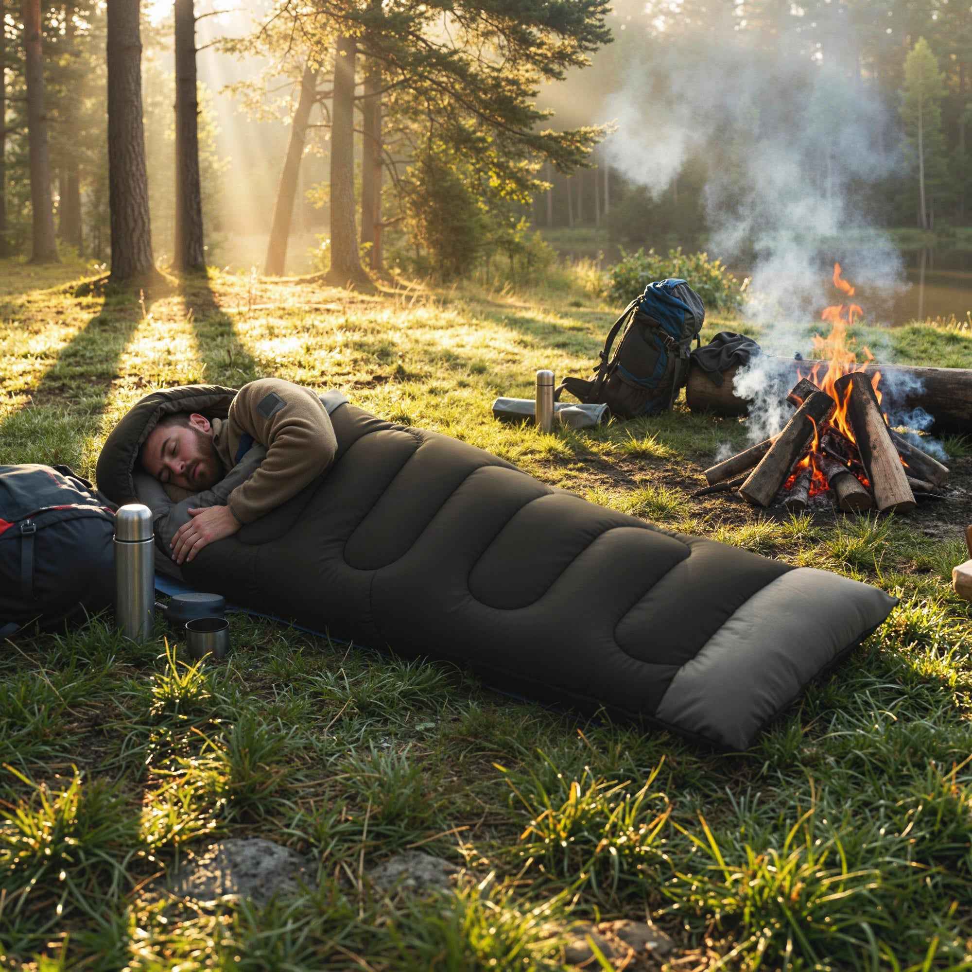 Outsunny Single Sleeping Bag for Adults, Lightweight and Compact, 75x215 cm, Black
