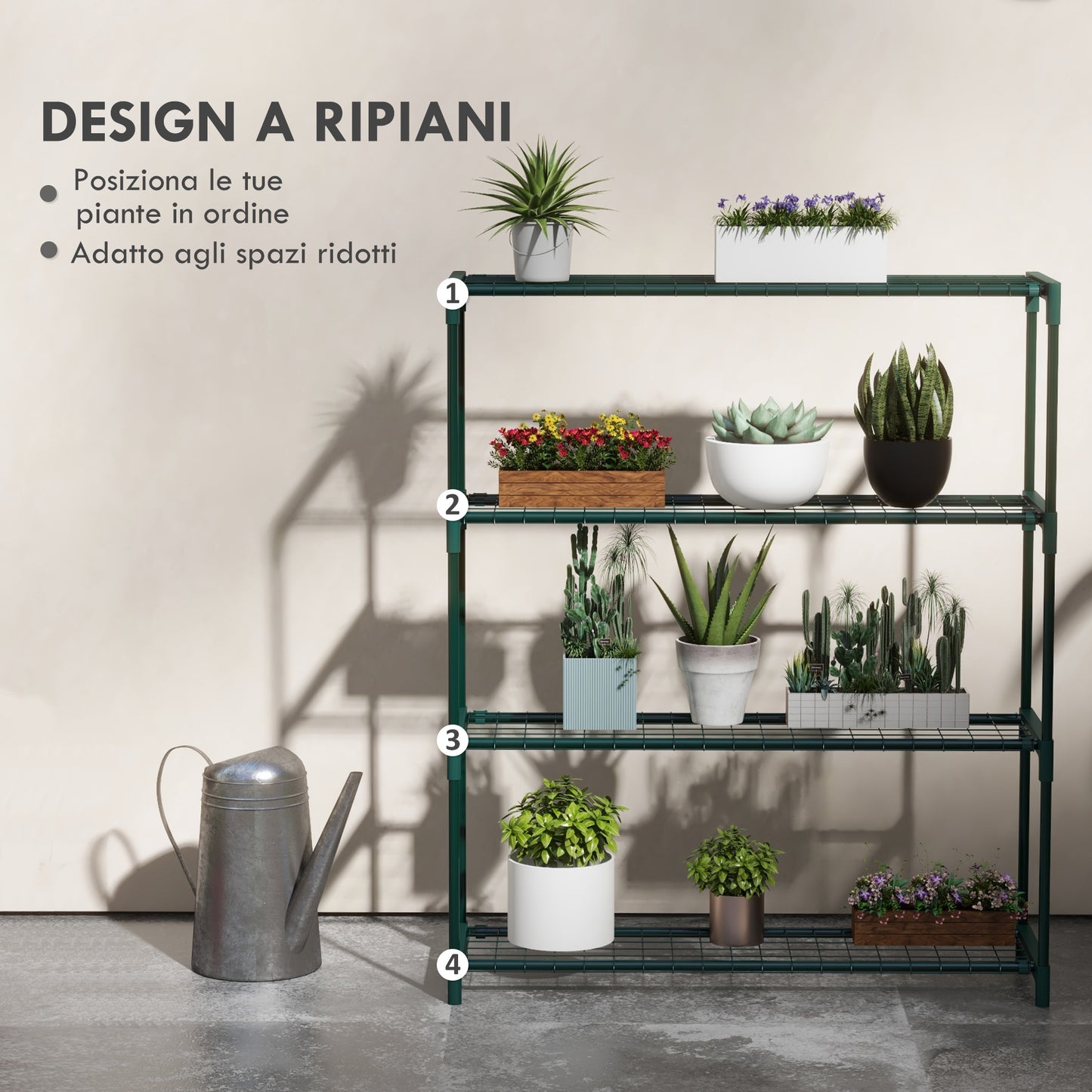 4-Tier Indoor/Outdoor Steel Plant Stand, 89x28x107cm, Green