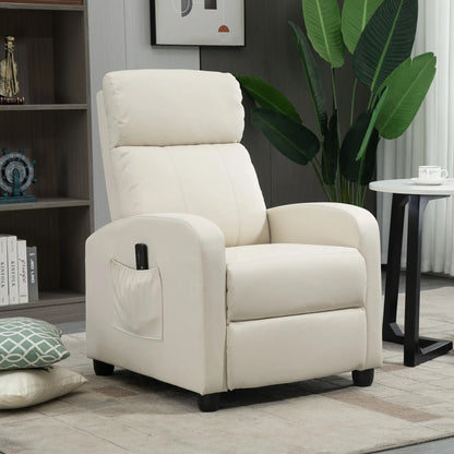 Massage Relax Chair with Remote Control and 8 Programs, Reclining and Footrest, 68x88x98cm, Cream