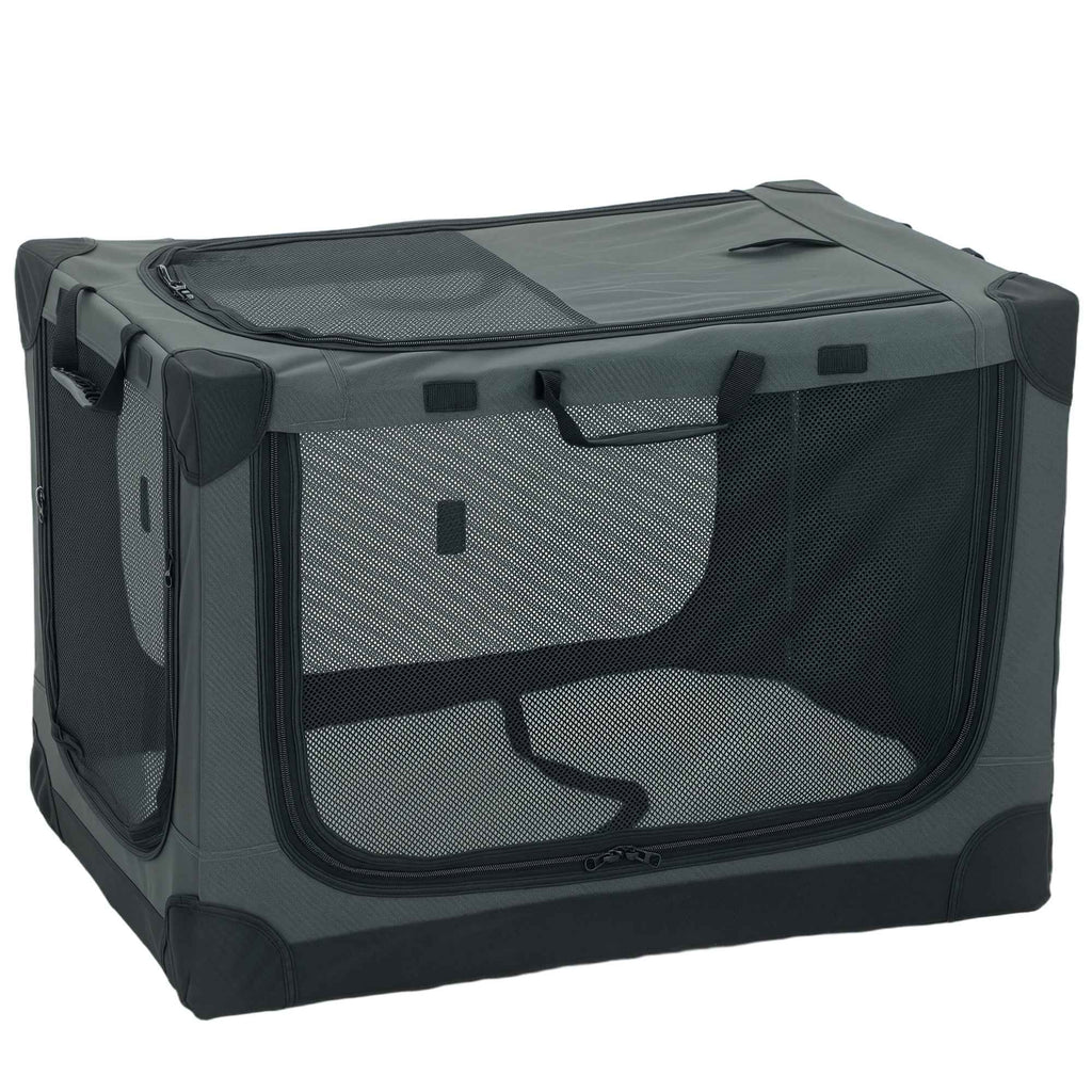 PawHut Soft Foldable Dog and Cat Carrier with Cushion, Washable Cover, Doors, Breathable 600D Oxford, 76x54x54 cm, Green