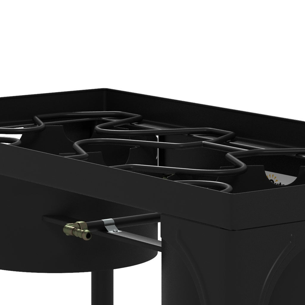Outsunny camping gas stove with 2 150,000 BTU metal burners with removable legs, black - Borgè