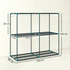 Outsunny 3-Tier Open Plant Stand in Steel and Plastic, 143x48x100 cm, Dark Green