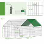 PawHut Outdoor and Indoor Rabbit and Chicken Cage with Sunshade and Metal Grille, for Small Animals, Ducks, Chickens, 180x75x75 cm, Green