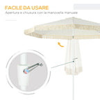 Garden Parasol with Tilting Crank and Pole 2 Sections, Polyester and Metal, 2.6x2.4 m, White