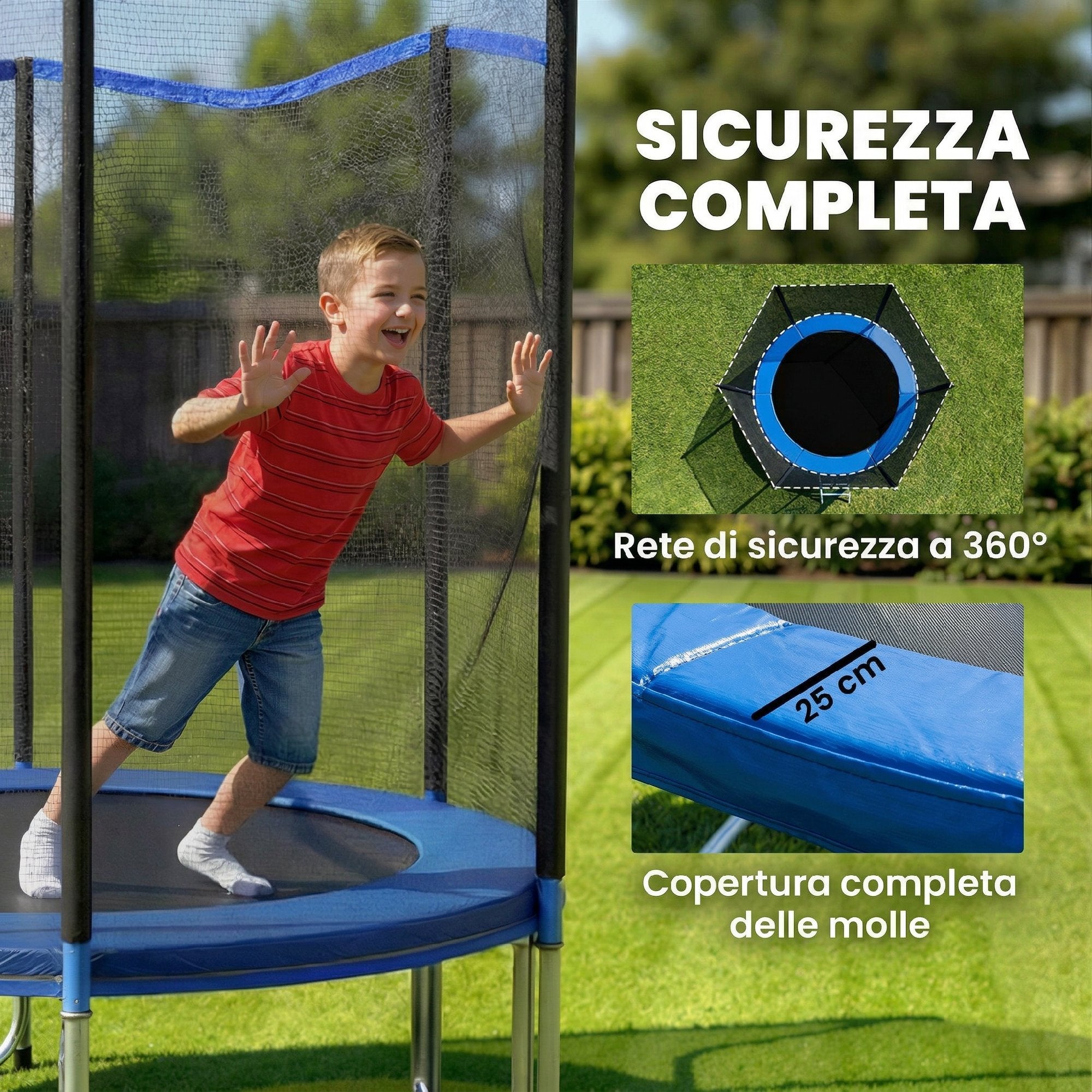 SPORTNOW 244cm Trampoline, Safety Net Included, Access Ladder