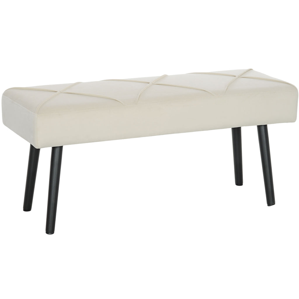 HOMCOM Upholstered Bench for Entryway and Living Room, Velvet Bedside Bench with Steel Legs, 100x36x45cm, Cream